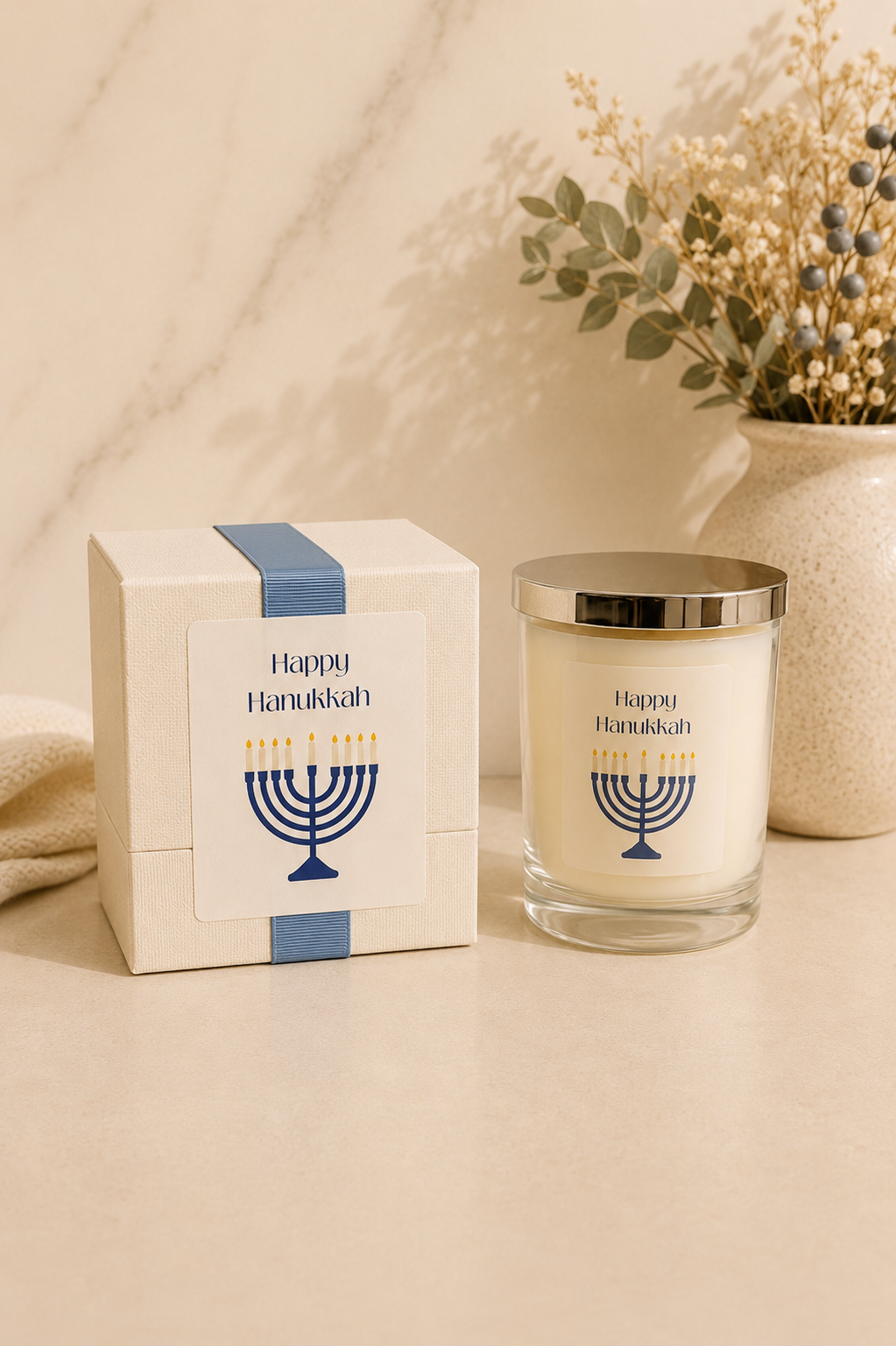 Happy Hanukkah Candle