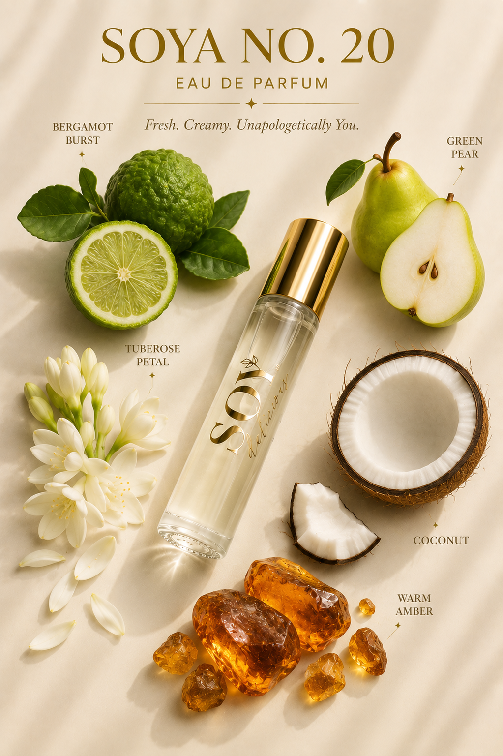 Soya No. 20 Eau De Parfum (Tuberose, Warm Amber, Green Pear)