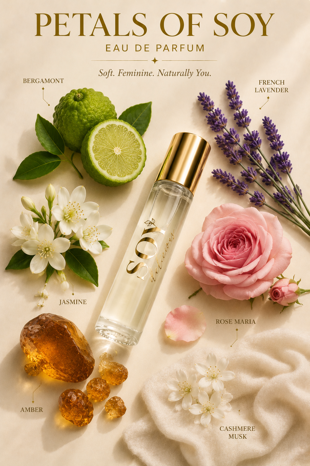Petals of Soy Eau De Parfum (French Lavender, Jasmine, Bergamot)